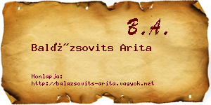 Balázsovits Arita névjegykártya